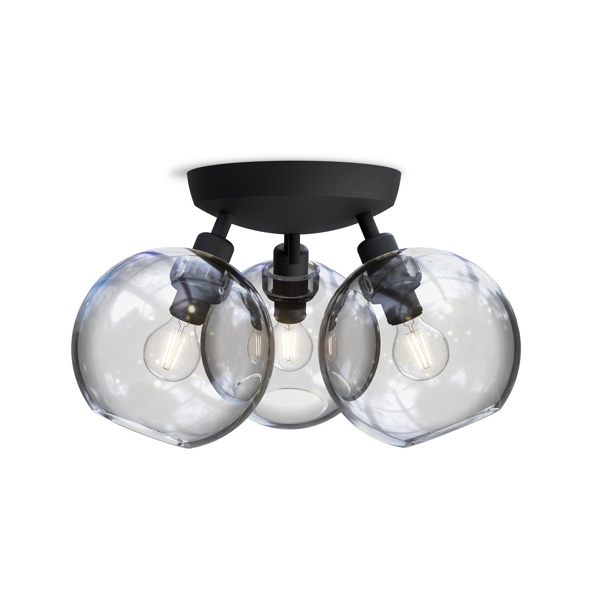 Lampen Schwarz --> kaufen 33cm 20108618 Leuchten Deckenleuchte Leuchten online im BELID Gloria & Klarglas 3-flammig