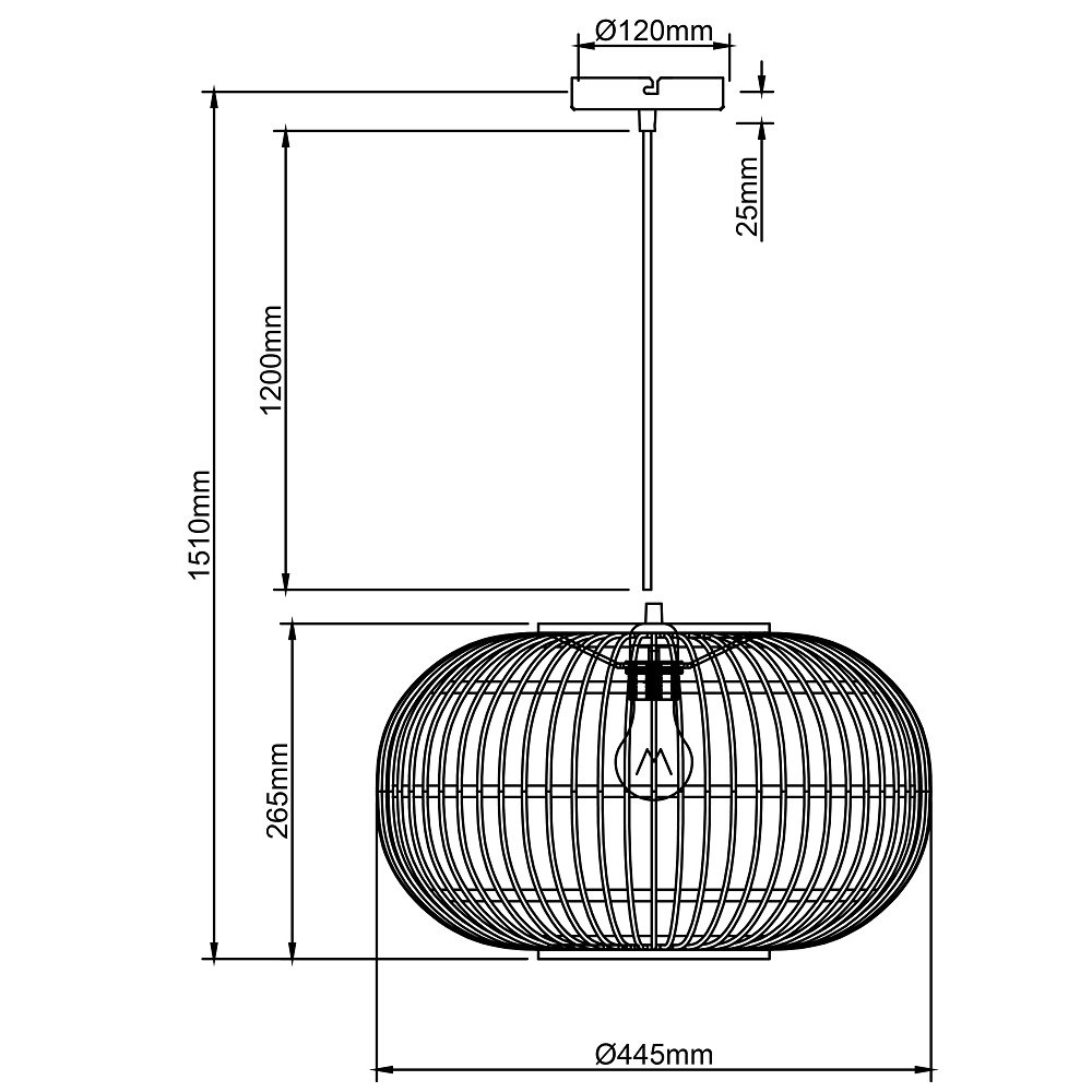 Woodball kaufen schwarz Leuchten 1-flammig Leuchten Lampen online Pendelleuchte 99883-06 im AG Brilliant rattan --> &