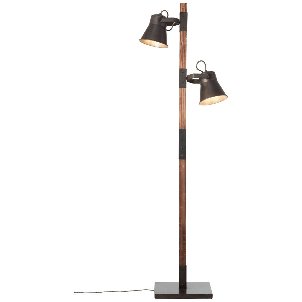 Brilliant Leuchten No. 82156-46 & LED Leuchten Lampen online Standleuchte im 2-flg --> kaufen Holz schwarz-stahl Plow