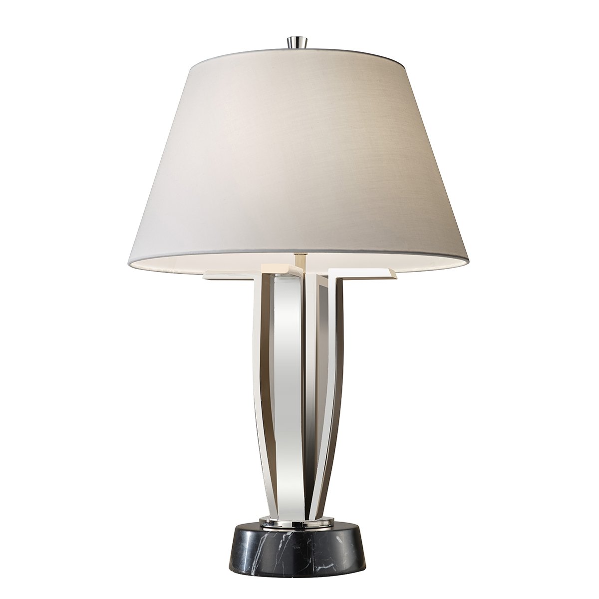 nickel poliert Shop Elstead Light online & im --> kaufen Leuchten Silvershore Lampen weiß Tischlampe Stoffschirm