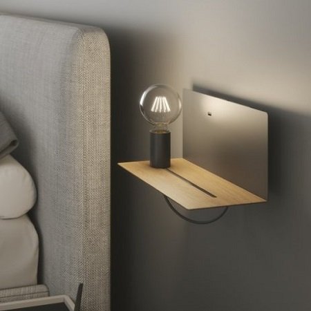 Lampen Shop ECO NER --> AP kaufen Wandleuchte Design holz Light online Flash schwarz 1-flammig & Leuchten Luce im