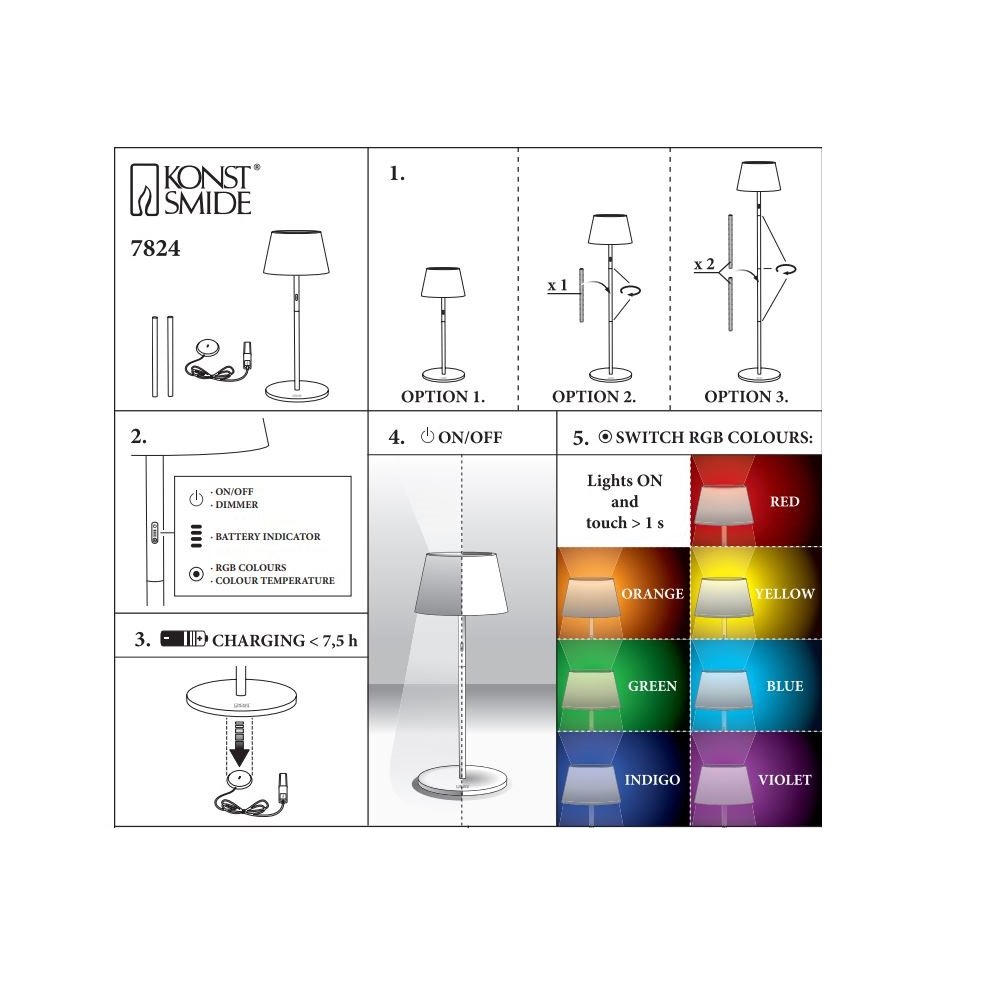 KONSTSMIDE 7824-250 USB kaufen Leuchten Pomezia weiß im RGBW Stehleuchte Shop & --> höhenverstellbar Lampen online