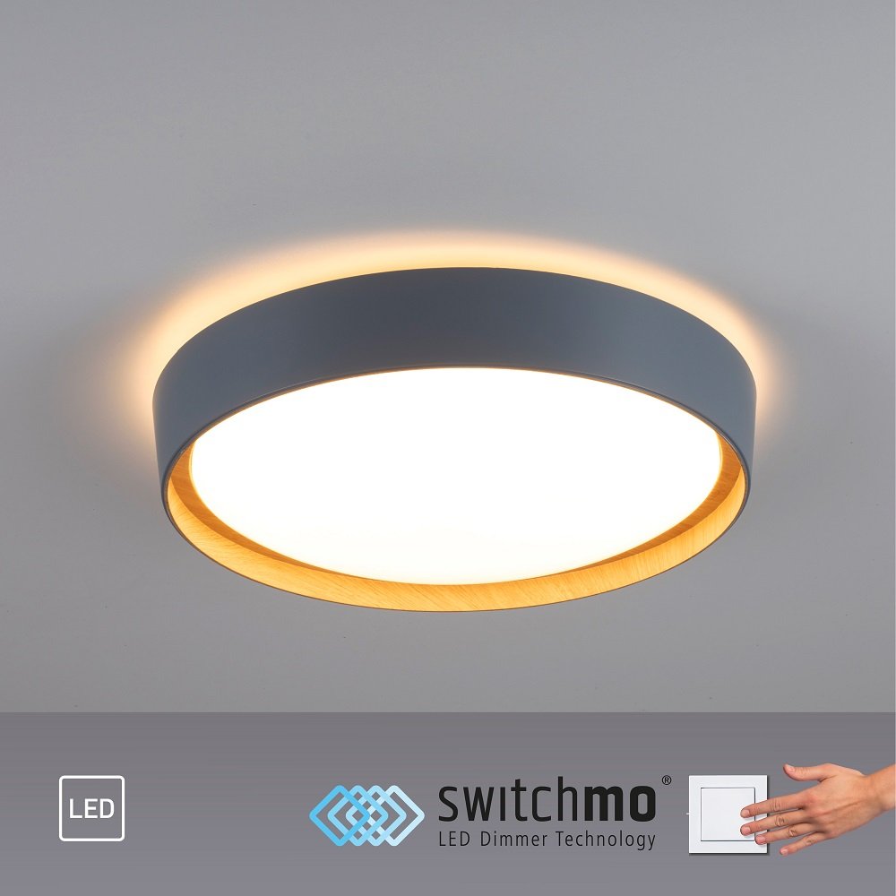 40cm Leuchten LED online Leuchten rund --> Deckenleuchte grau im & 14347-15 kaufen EMILIA Shop Holzoptik Lampen Direkt