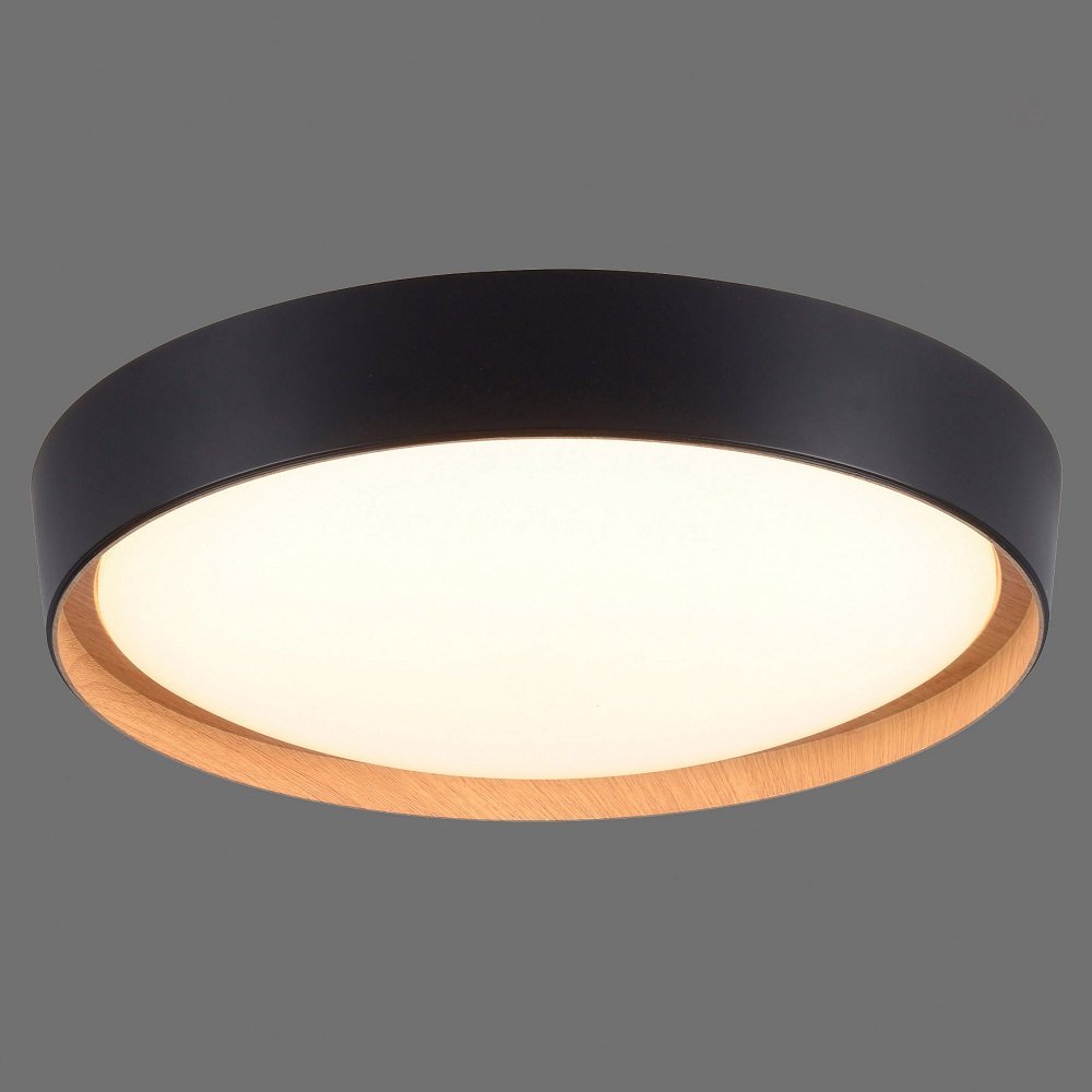 Shop Direkt Deckenleuchte LED --> Lampen Leuchten Holzoptik im kaufen schwarz 40cm 14347-18 Leuchten EMILIA & online