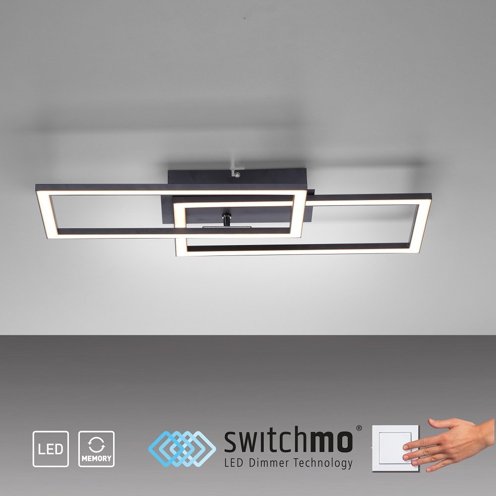 Deckenleuchte Wohnzimmerleuchte LED Lampe Alu Schwarz D 42 cm