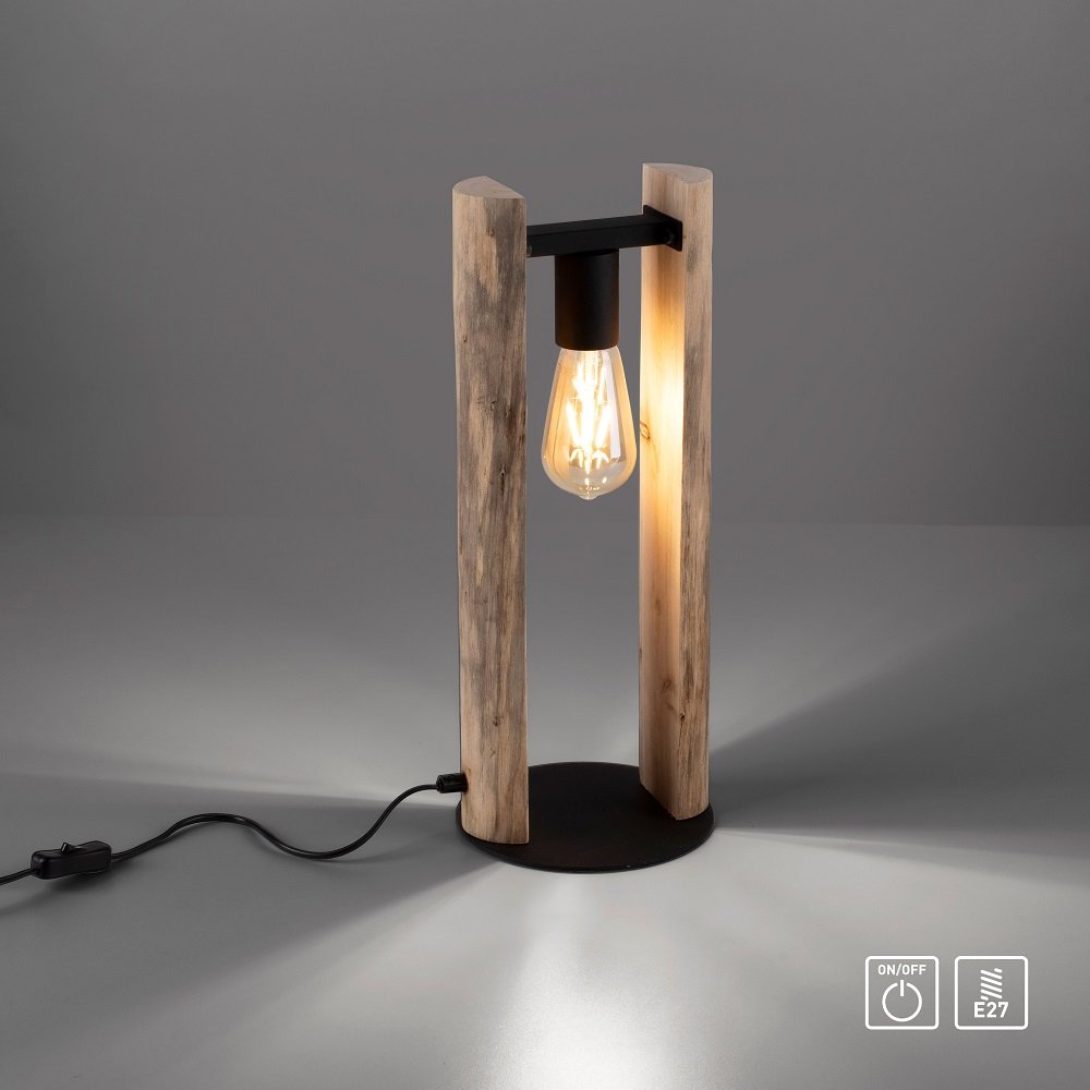 Leuchten Direkt 15702-79 LOG Lampen im Leuchten Tischleuchte Shop online Naturholz --> & kaufen schwarz