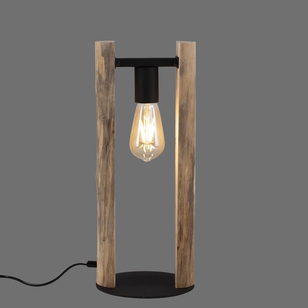Leuchten Direkt 15702-79 --> online kaufen LOG Lampen schwarz Tischleuchte & im Shop Leuchten Naturholz