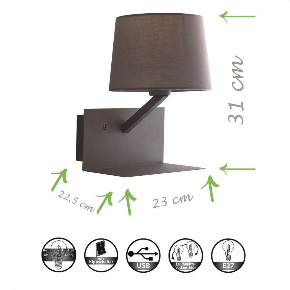 Ciak Leuchten Light 1-flammig GR Design Beleuchtung online & für Luce grau AP kaufen --> Wandleuchte » ECO Lampen