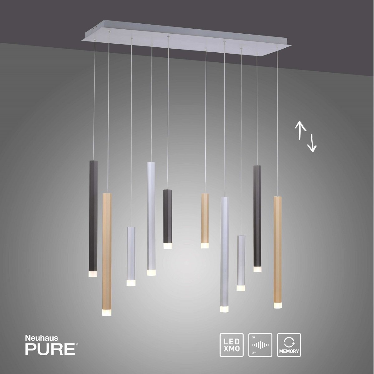 Paul Neuhaus 2528-95 PURE-GEMIN LED-XMO Shop online --> Lampen Leuchten & aluminium Pendelleuchte im kaufen 10-flammig