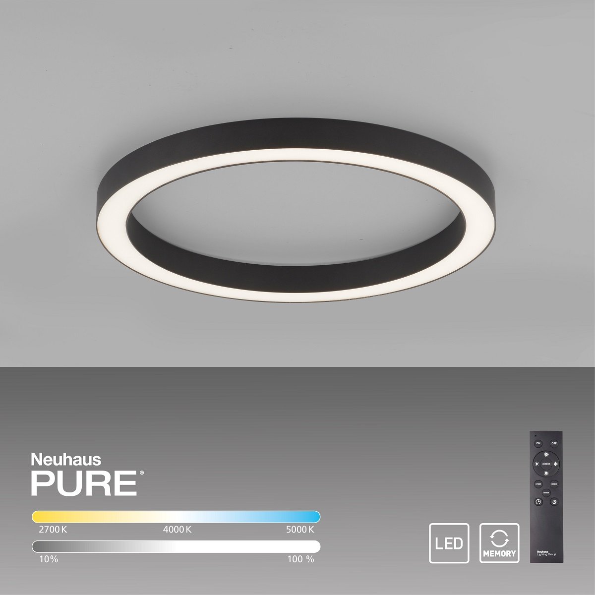 Paul Neuhaus Pure Lines Led Deckenleuchte Anthrazit Cct Cm Leuchten Lampen