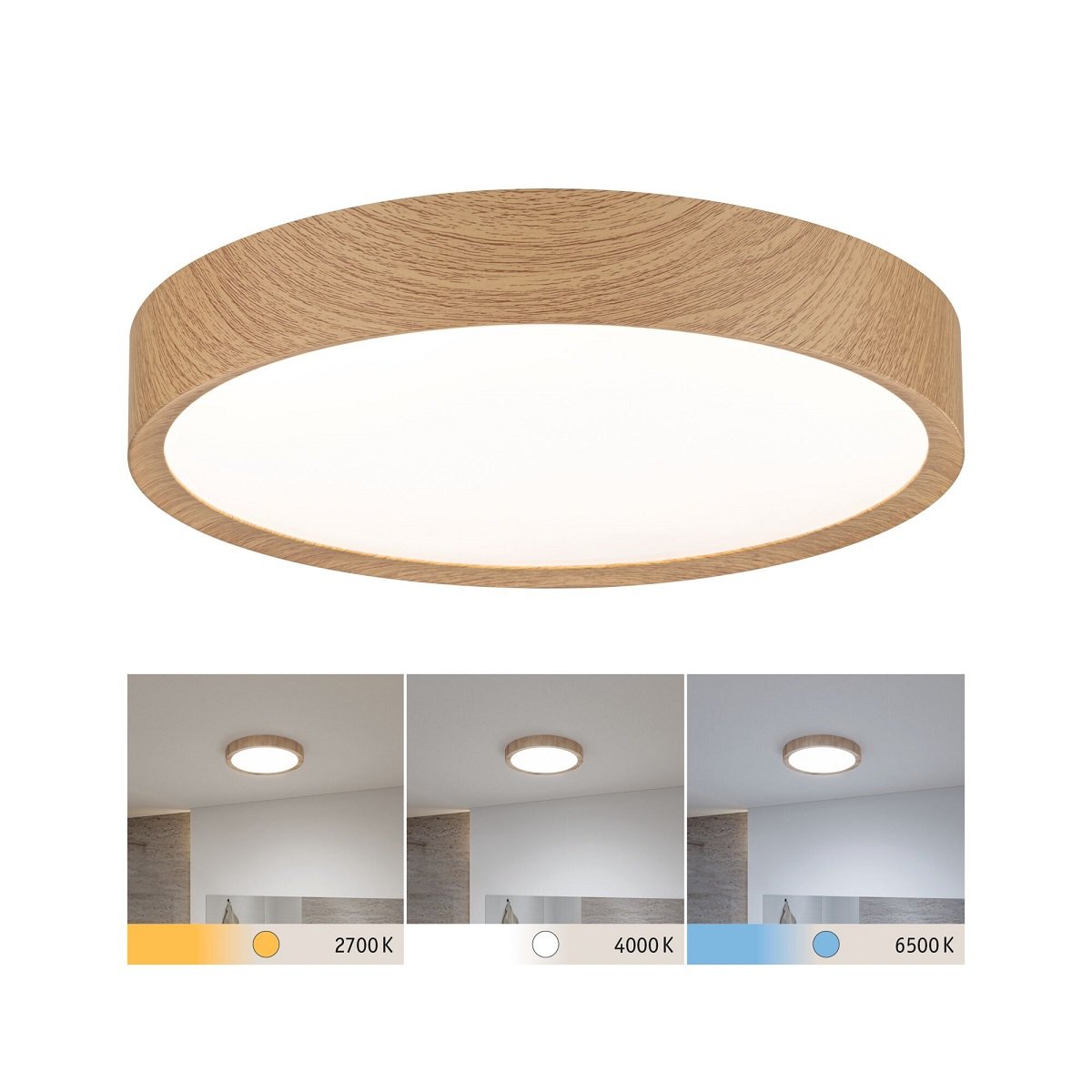 Paulmann 71085 Selection --> Deckenleuchte Leuchten LED Lampen Holzoptik Tega online Bathroom Switch White & IP44
