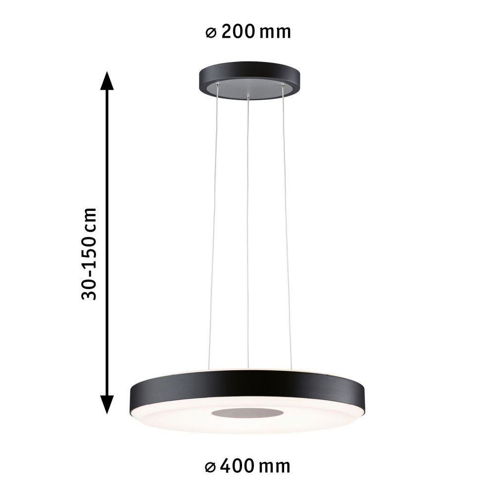 Paulmann 79779 LED Pendelleuchte 400mm Home Lampen online im Leuchten Schwarz Shop & Pane Smart --> Puric ZigBee kaufen