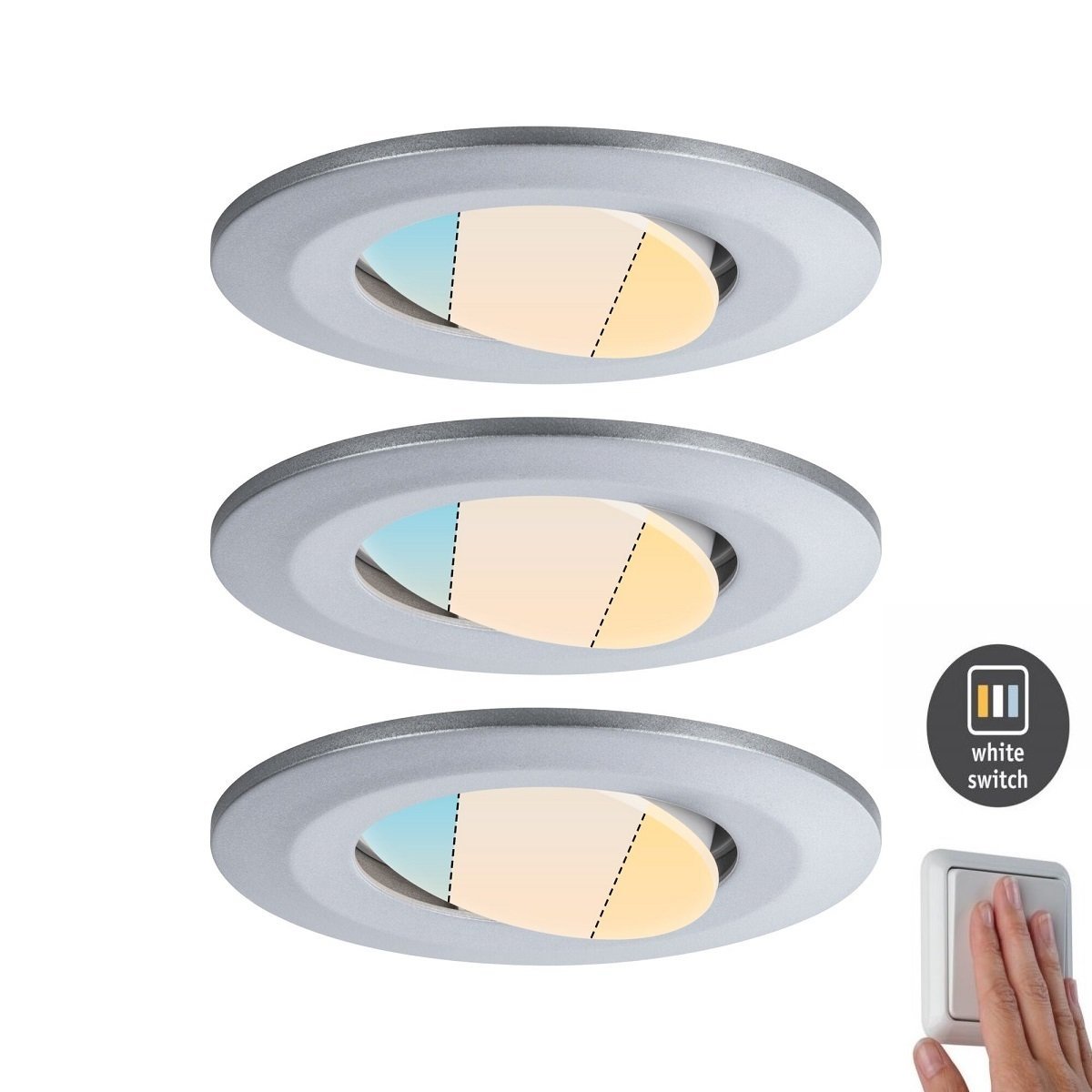 Paulmann 93095 HomeSpa Leuchten Calla WhiteSwitch Lampen Chrom & LED 3er-Set Einbauleuchte --> matt kaufen IP65 online
