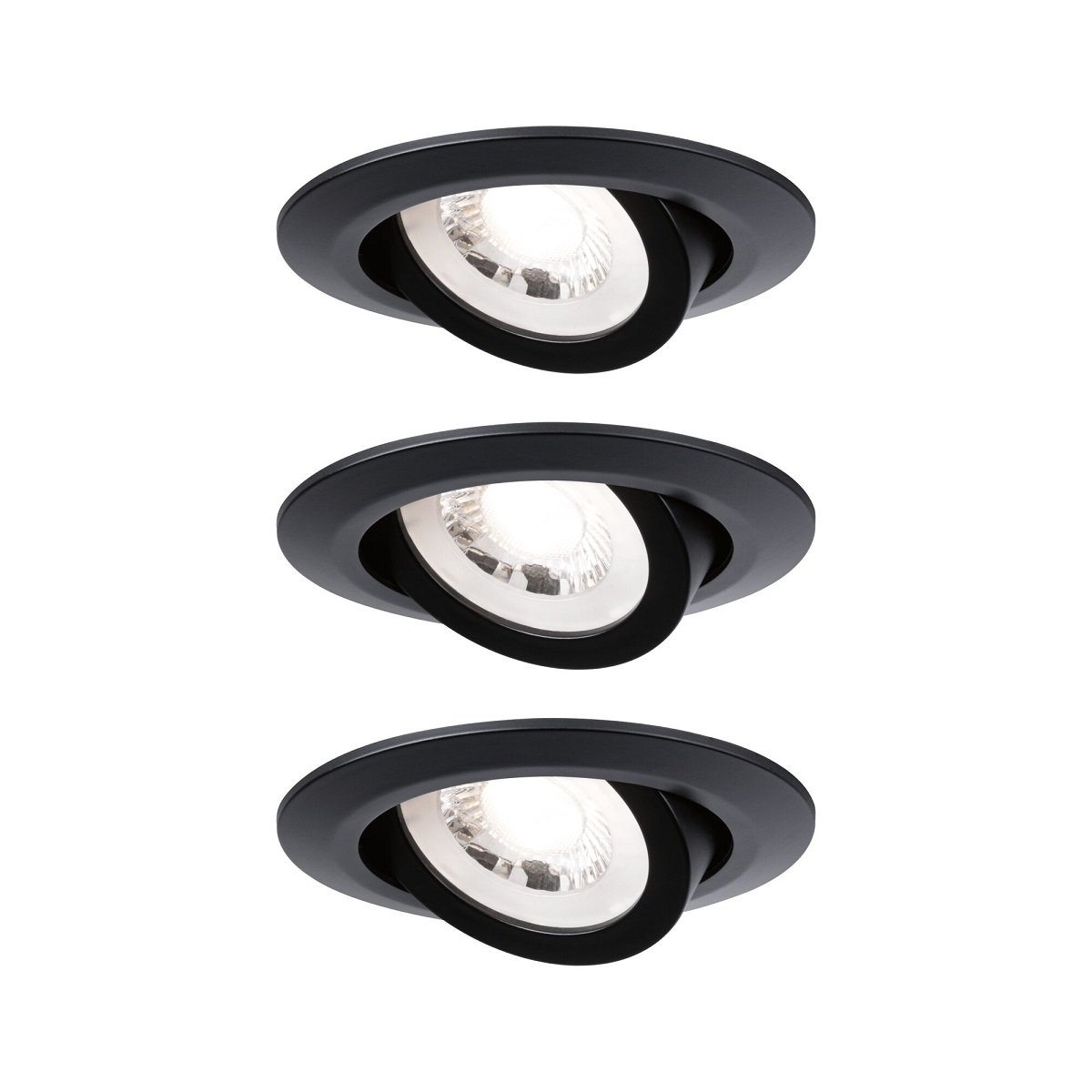 Paulmann 93367 LED Einbauleuchten 3er-Set Shop schwarz kaufen 3000K 82mm Leuchten im schwenkbar online & --> Lampen