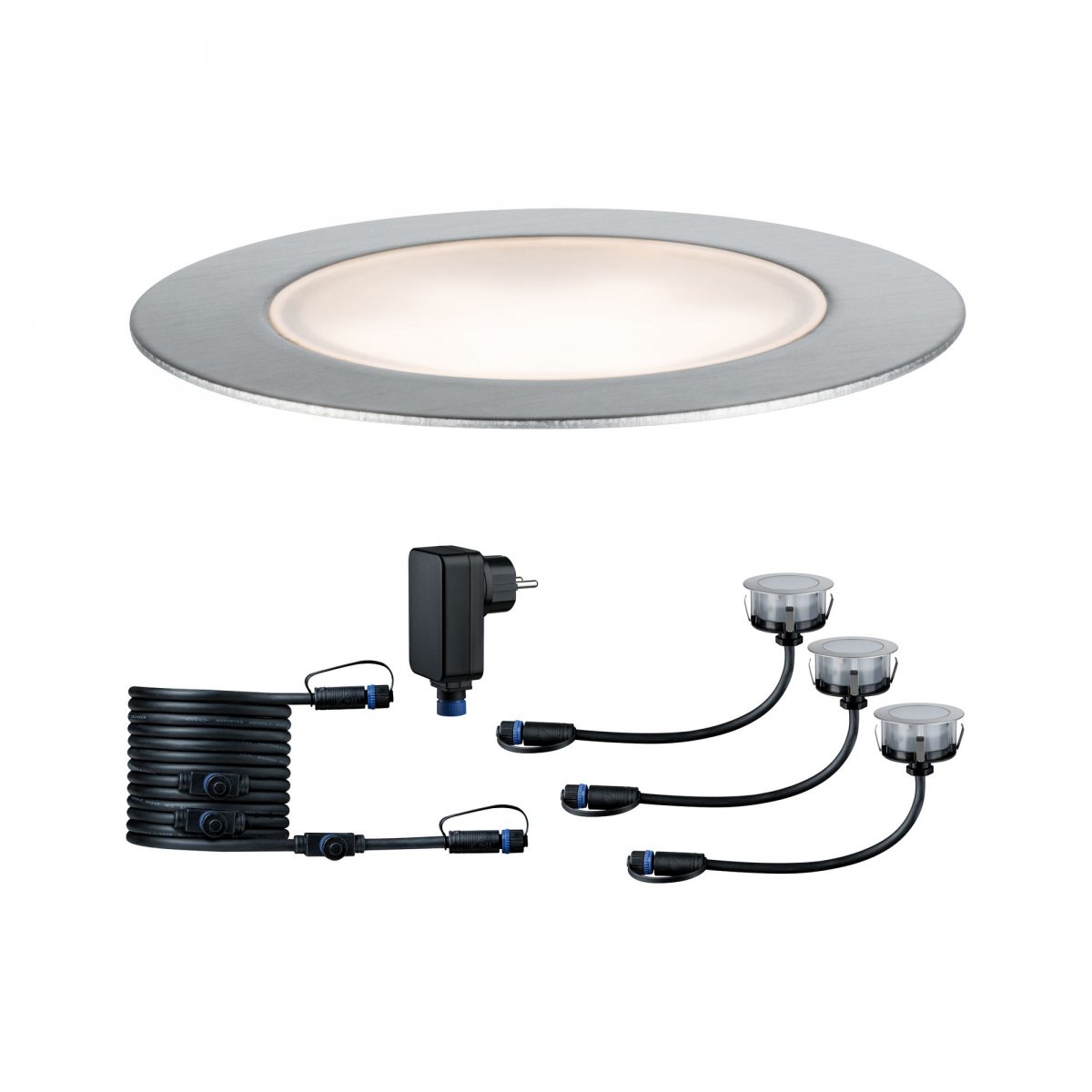Lampen online No. --> & Floor 93692 Plug&Shine IP65 Eco Leuchten Silber 3x1W Paulmann Warmweiß Bodeneinbauleuchte