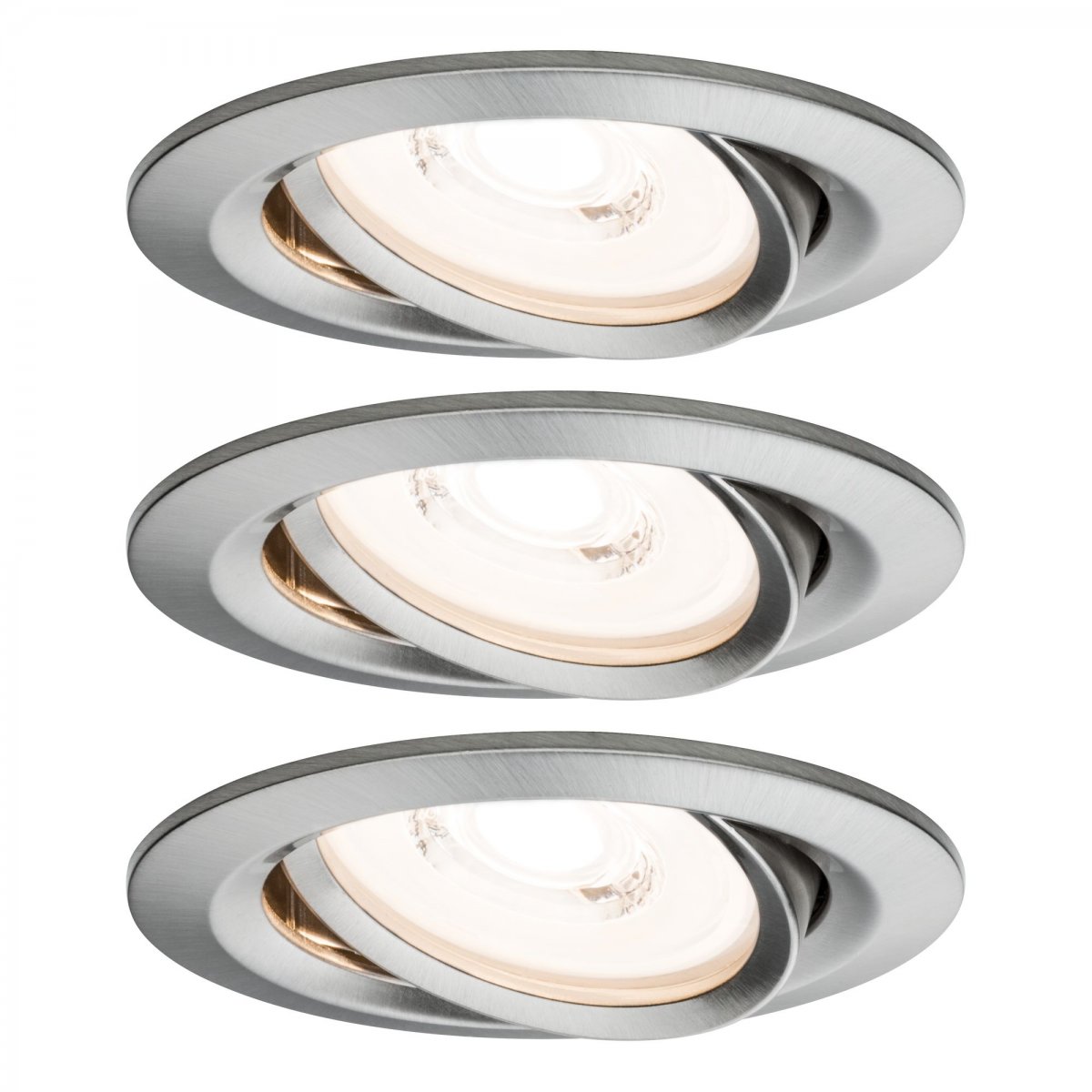 LED --> 6,8W, No. gebürstet, 93944 dimmbar Lampen Reflector & Paulmann Einbauleuchten-Set Leuchten Coin 3er Eisen Set