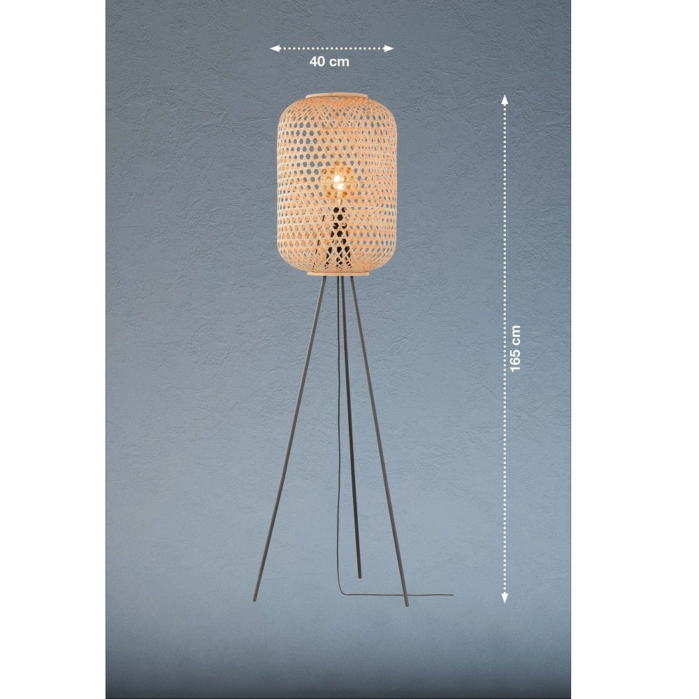 840235 WOHNEN-Kollektion 40 kaufen natur & schwarz Leuchten Rattanschirm CALLA Stehleuchte online SCHÖNER im Lampen -->